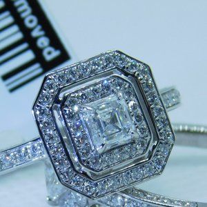 Internally Flawless Square Emerald Cut 0.50 ct Diamond & 0.59 ctw Diamond Ring 7